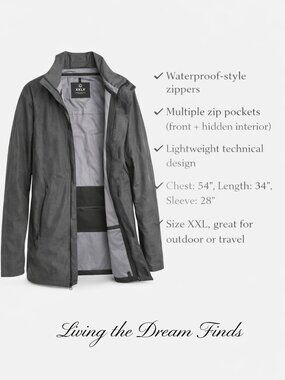 Oakley Gray Technical Jacket XXL Waterproof Zip Pockets